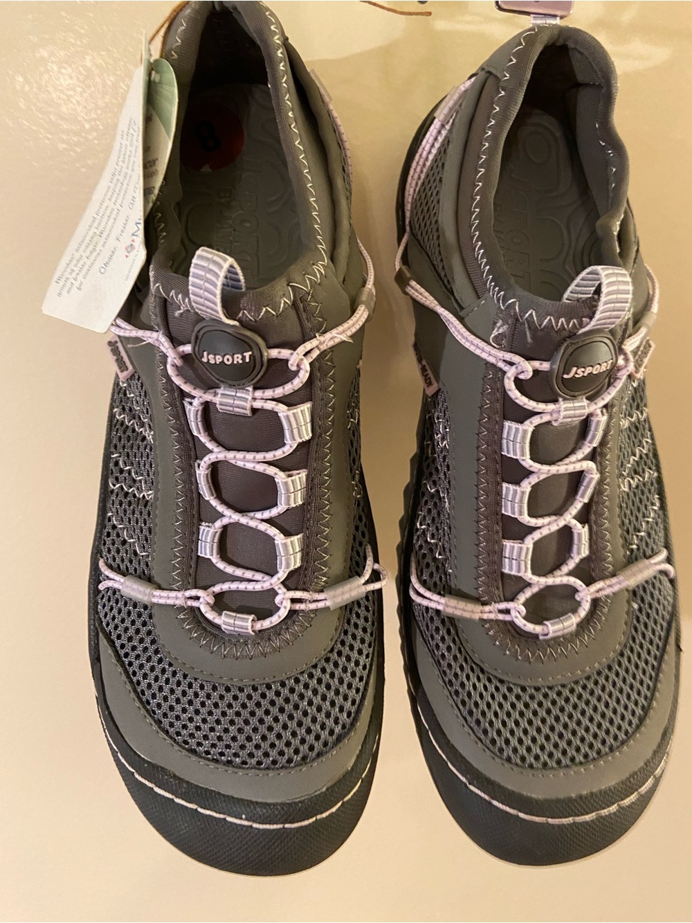 JSport by Jambu Gray Athletic Slip-On Sneakers with Light Pink Accents